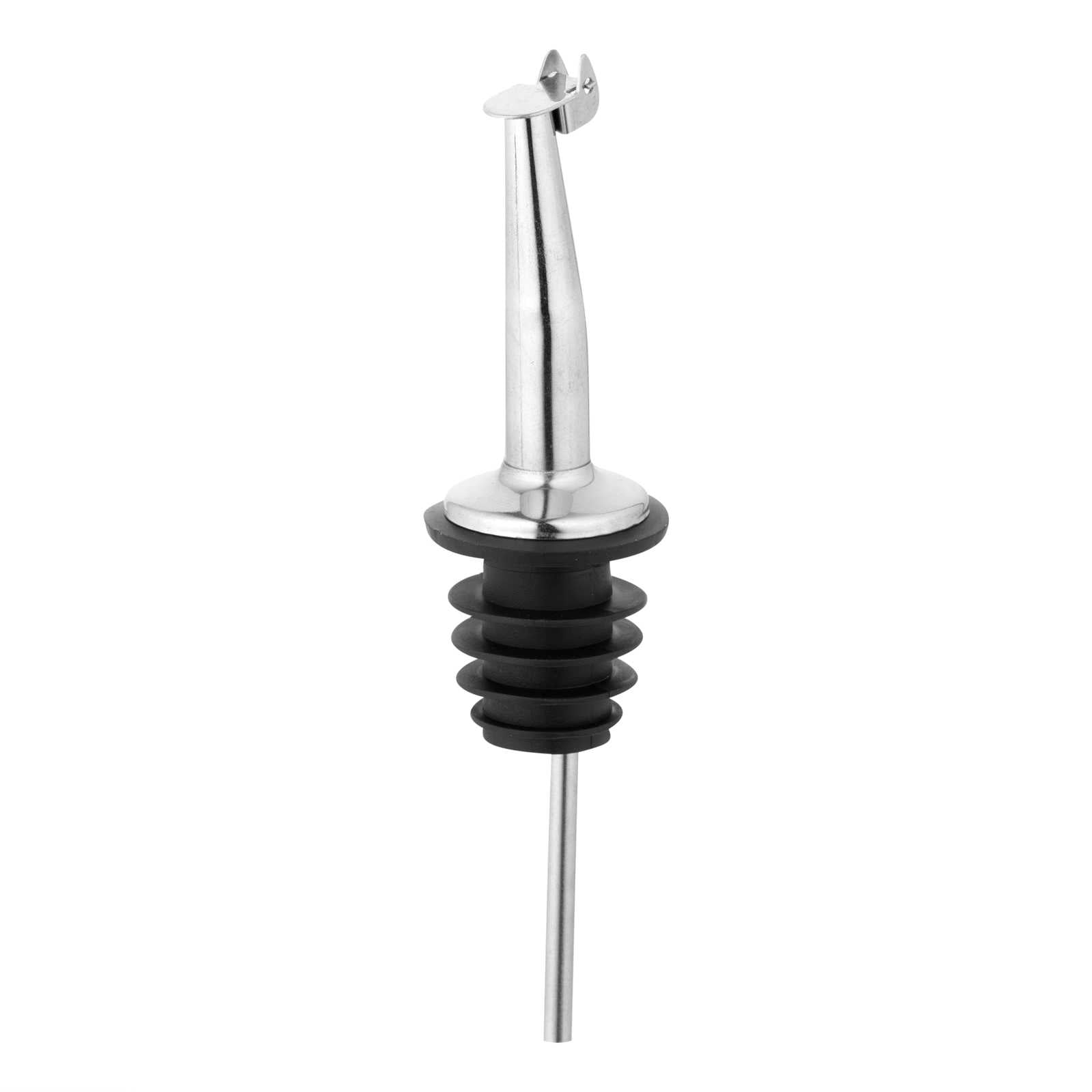Bar Lux Stainless Steel Tapered Liquor Pourer - with Flip Cap - 4 1/4" x 1" x 1" - 100 count box
