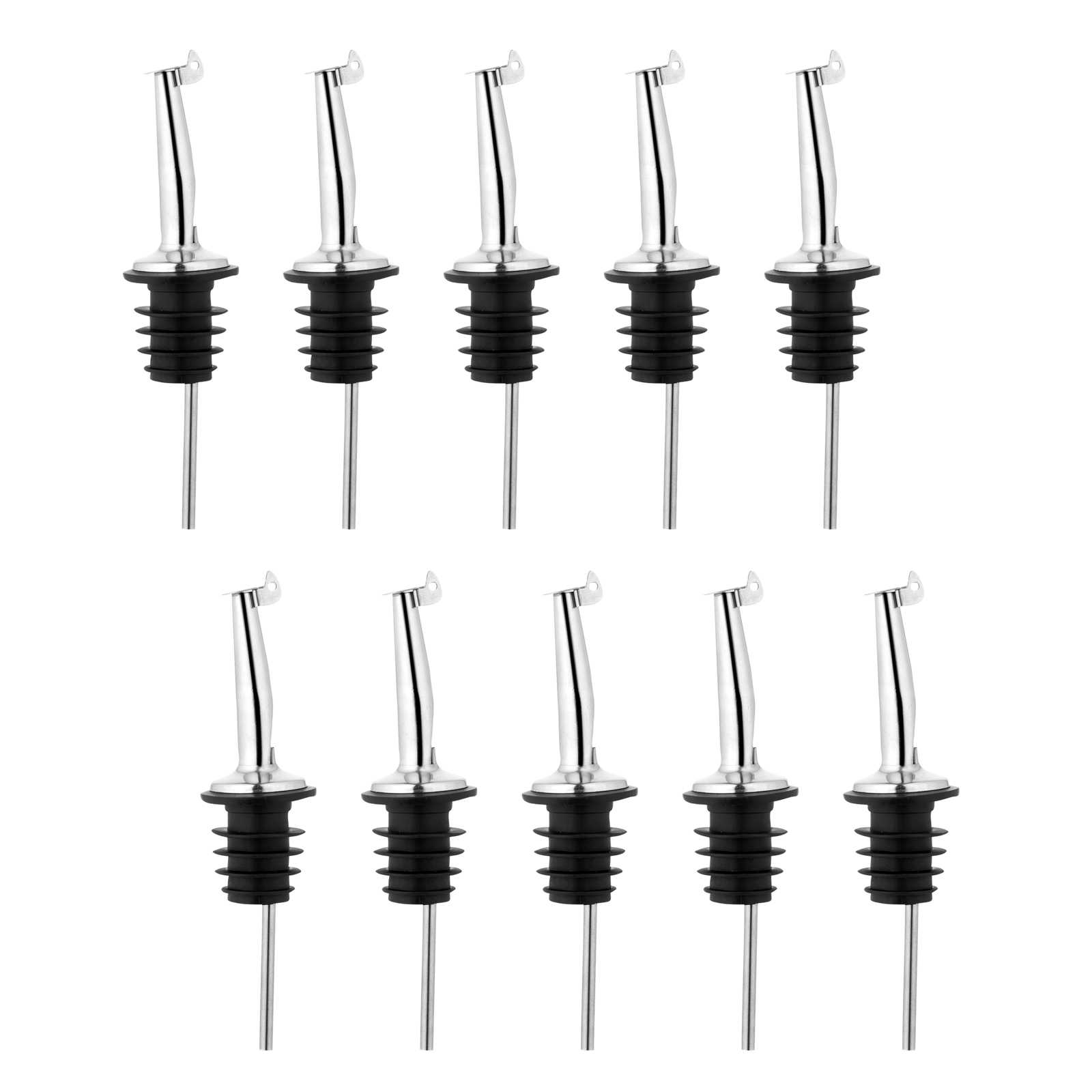 Bar Lux Stainless Steel Tapered Liquor Pourer - with Flip Cap - 4 1/4" x 1" x 1" - 100 count box
