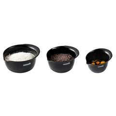 Comfy Grip Black Plastic 3-Piece Mixing Bowl Set - with Pour Spout - 1 count box
