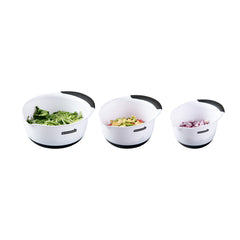 Comfy Grip White Plastic 3-Piece Mixing Bowl Set - with Pour Spout - 1 count box