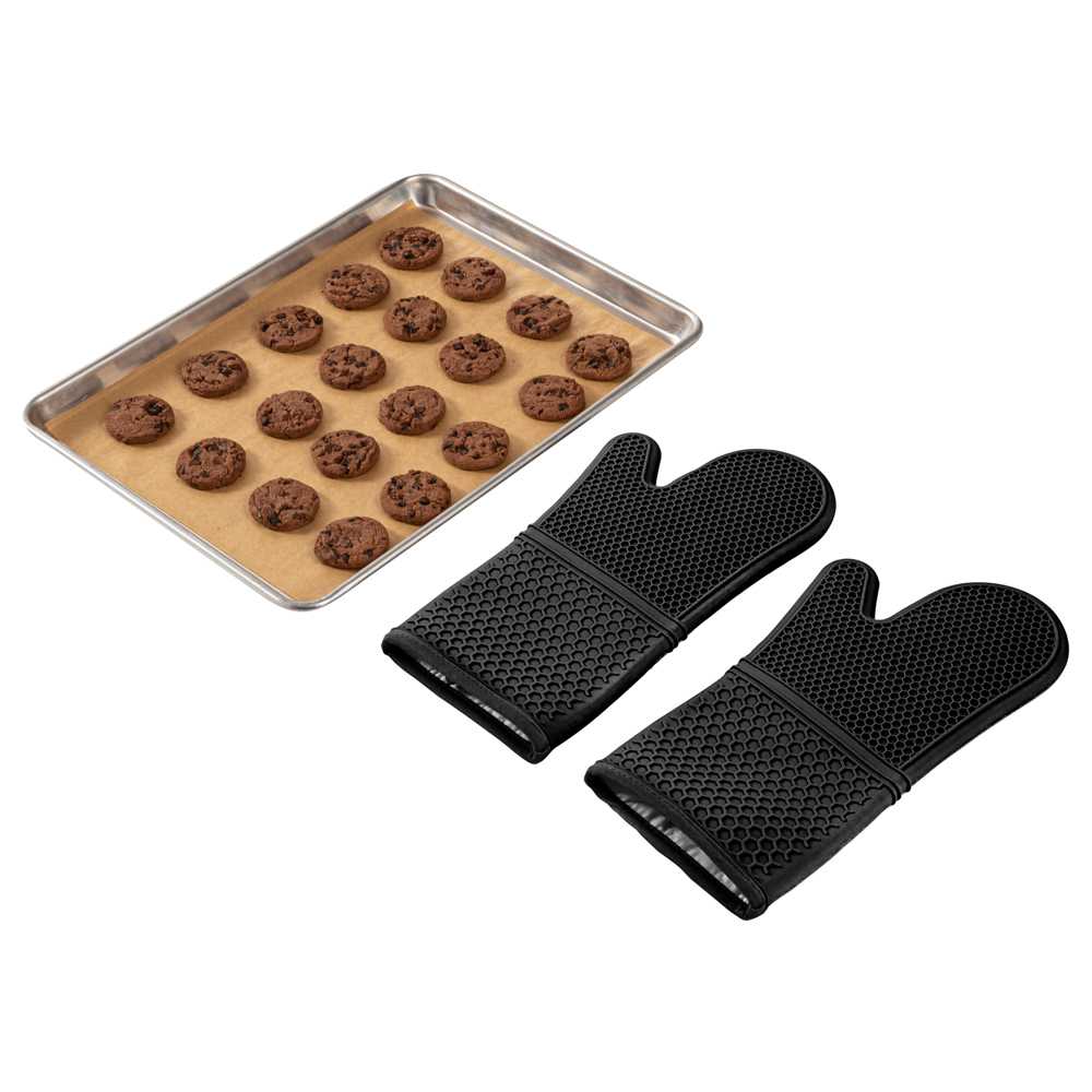 Comfy Grip Black Silicone 2-Piece Oven Mitt Set - Heat-Resistant - 14" x 7 1/4" x 1 1/2" - 36 count box
