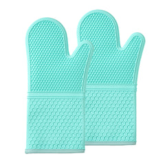 Comfy Grip Turquoise Silicone 2-Piece Oven Mitt Set - Heat-Resistant - 14