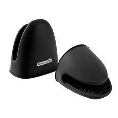 Comfy Grip Black Silicone 2-Piece Mini Pot Holder Mitt Set - Heat-Resistant - 4 1/4