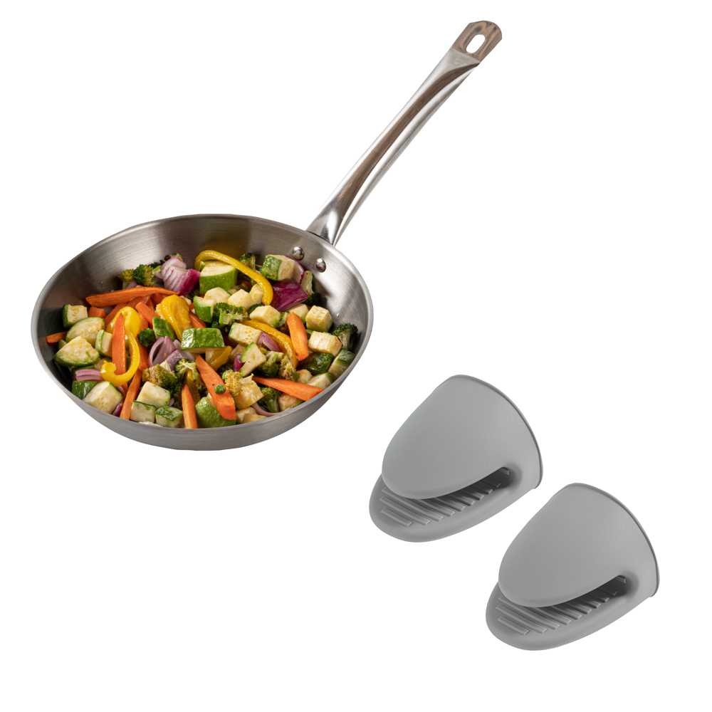 Comfy Grip Gray Silicone 2-Piece Mini Pot Holder Mitt Set - Heat-Resistant - 4 1/4" x 3 1/2" x 4 1/4" - 36 count box