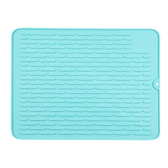 Comfy Grip Rectangle Turquoise Silicone Dish Drying Mat - 15 3/4