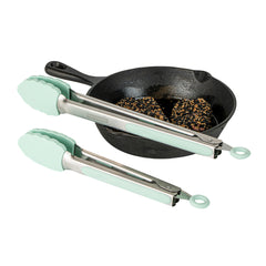 Met Lux Teal Stainless Steel 2-Piece Kitchen Tong Set - Scalloped - 12