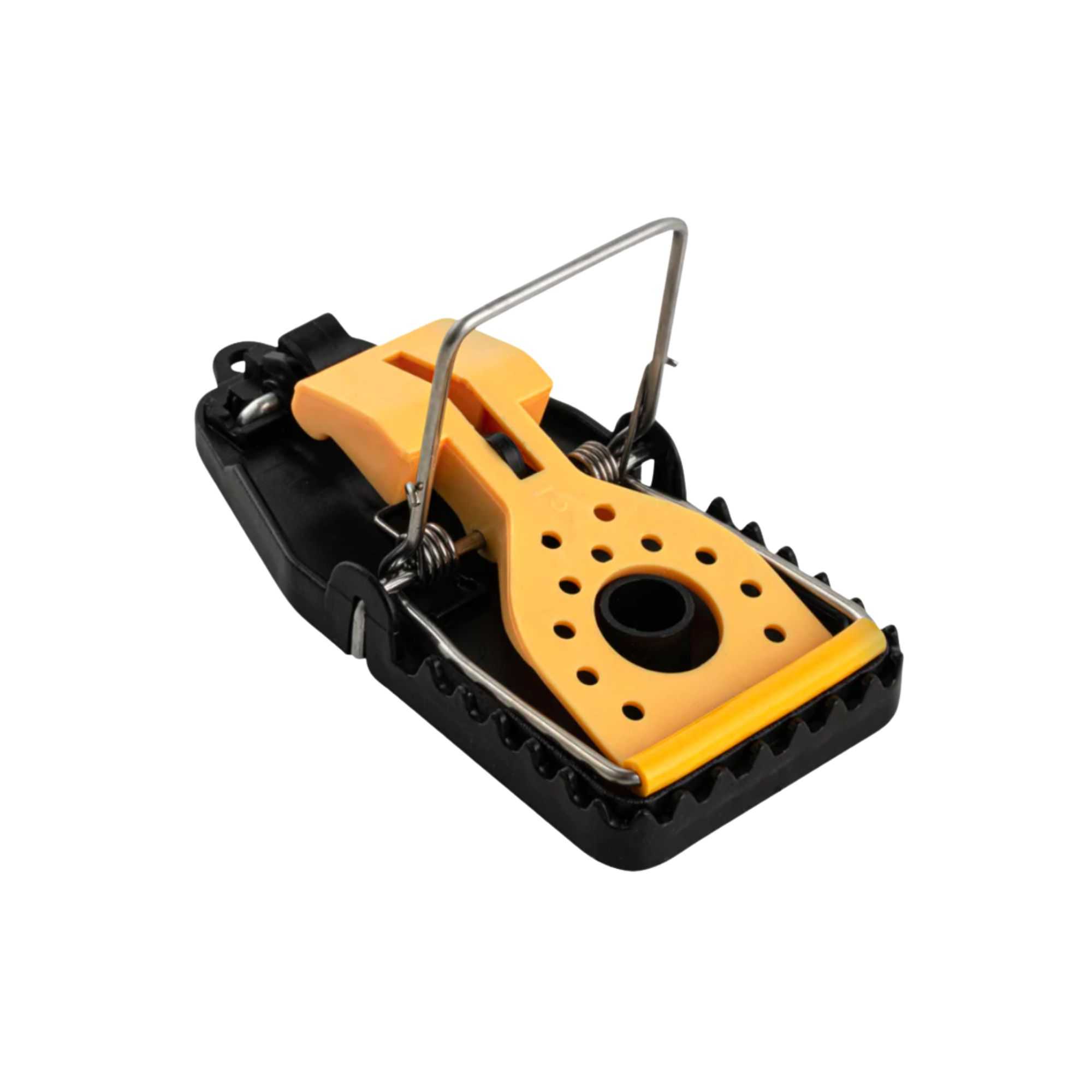 Pest Tek Yellow and Black Plastic Mouse Trap - Kill Bar, Reusable - 4 1/2" x 2" x 2 1/4" - 6 count box