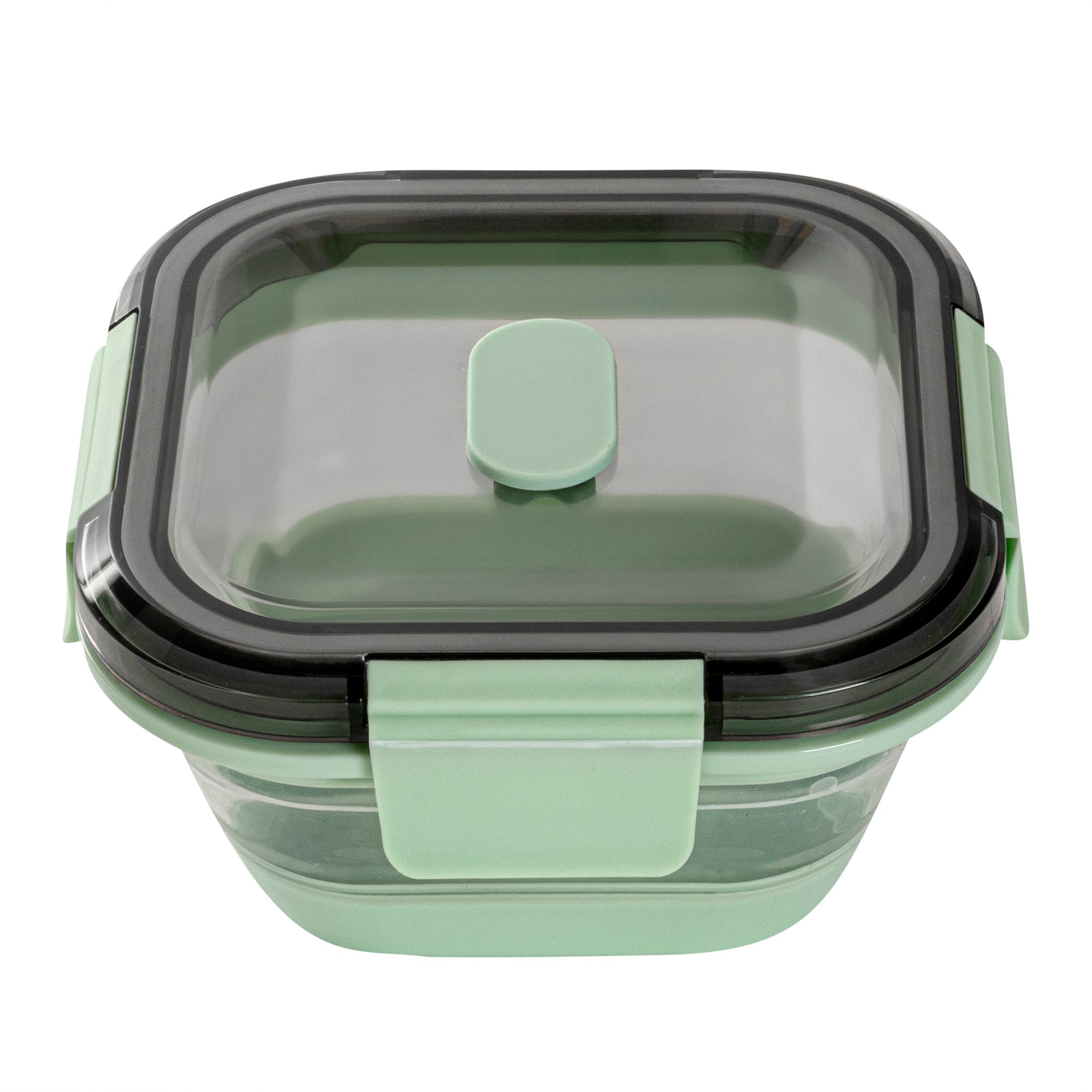 Fresh Hero 17 oz Green Plastic Airtight Food Storage Container - with Vented Lid, Collapsible - 5 1/2" x 5 1/2" x 2 3/4" - 1 count box