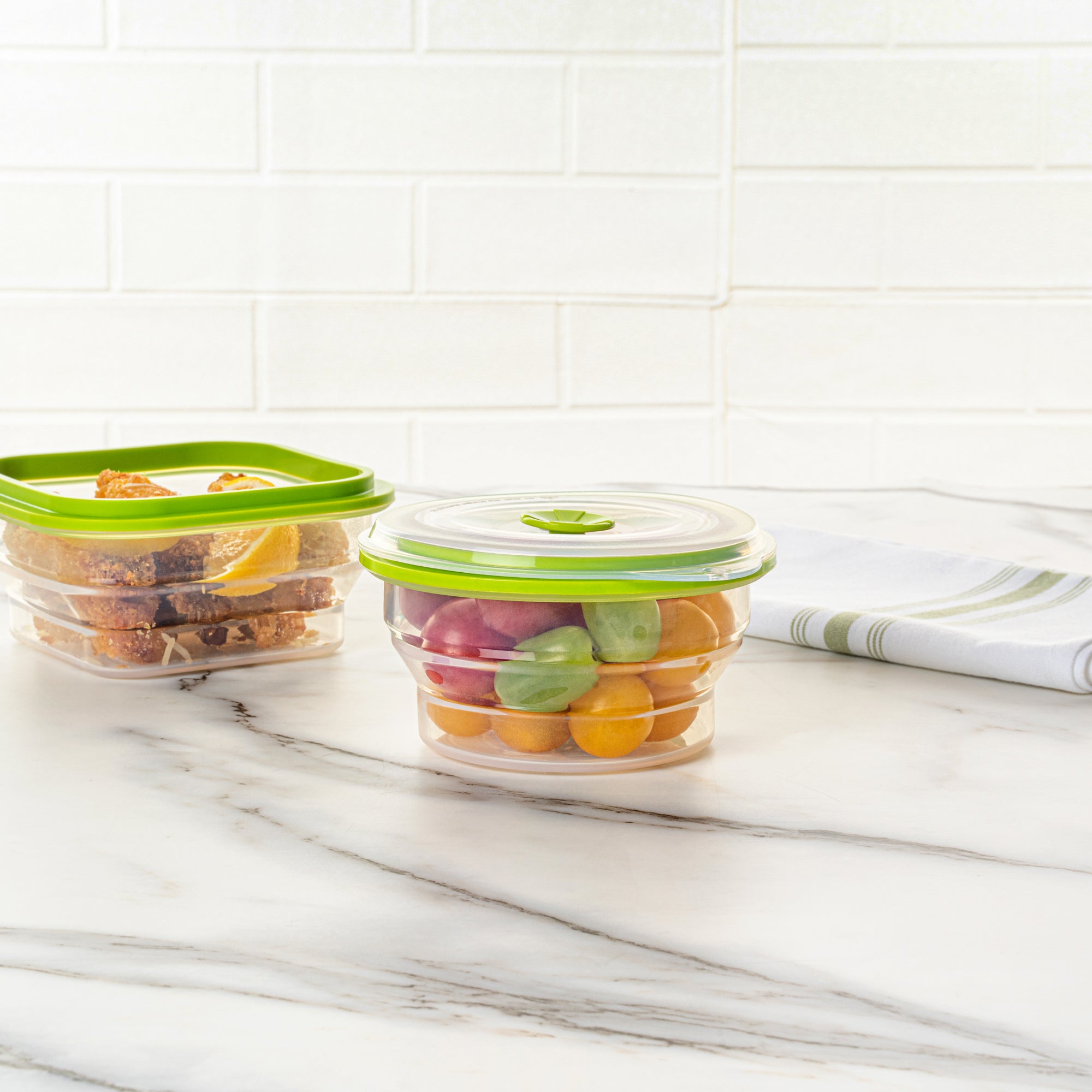 Fresh Hero 16 oz Green Silicone Airtight Food Storage Container - with ...