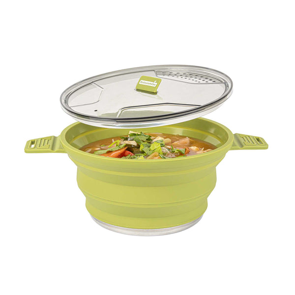 Restaurantware-Hi Tek 2.5 Liter Collapsible Camping Pot, 20 Portable Cook Pots - With Lid, Stainless Steel Bottom, Silicone Camping Cookware, For Trav Restaurantware-Hi Tek 2.5 Liter Collapsible Camping Pot, 20 Portable Cook Pots - With Lid, Stainless Steel Bottom, Silicone Camping Cookware, For Trav