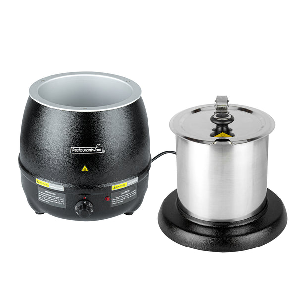 cigarette lighter soup warmer 11Qt Commercial Warmer, 400W Buffet Food Soup Kettle with Hinged Lid & Detachable Pot, Temperature Control (105-195F) for Soups, Chili, Stew, Nacho Cheese keeping every dish at its ideal temperature Avantco S30SS 11 Qt. Stainless