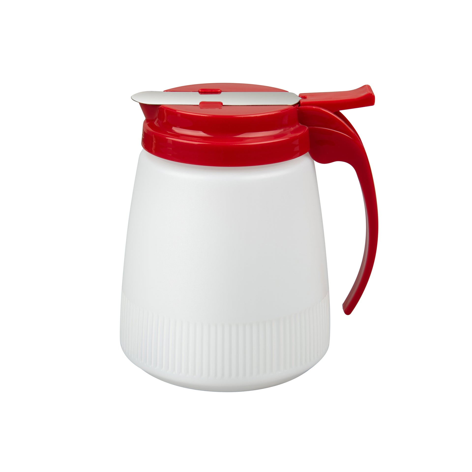Chef 101 32 oz Red Plastic All Purpose / Syrup Dispenser - 5 1/2" x 4 1/2" x 5 3/4" - 10 count box