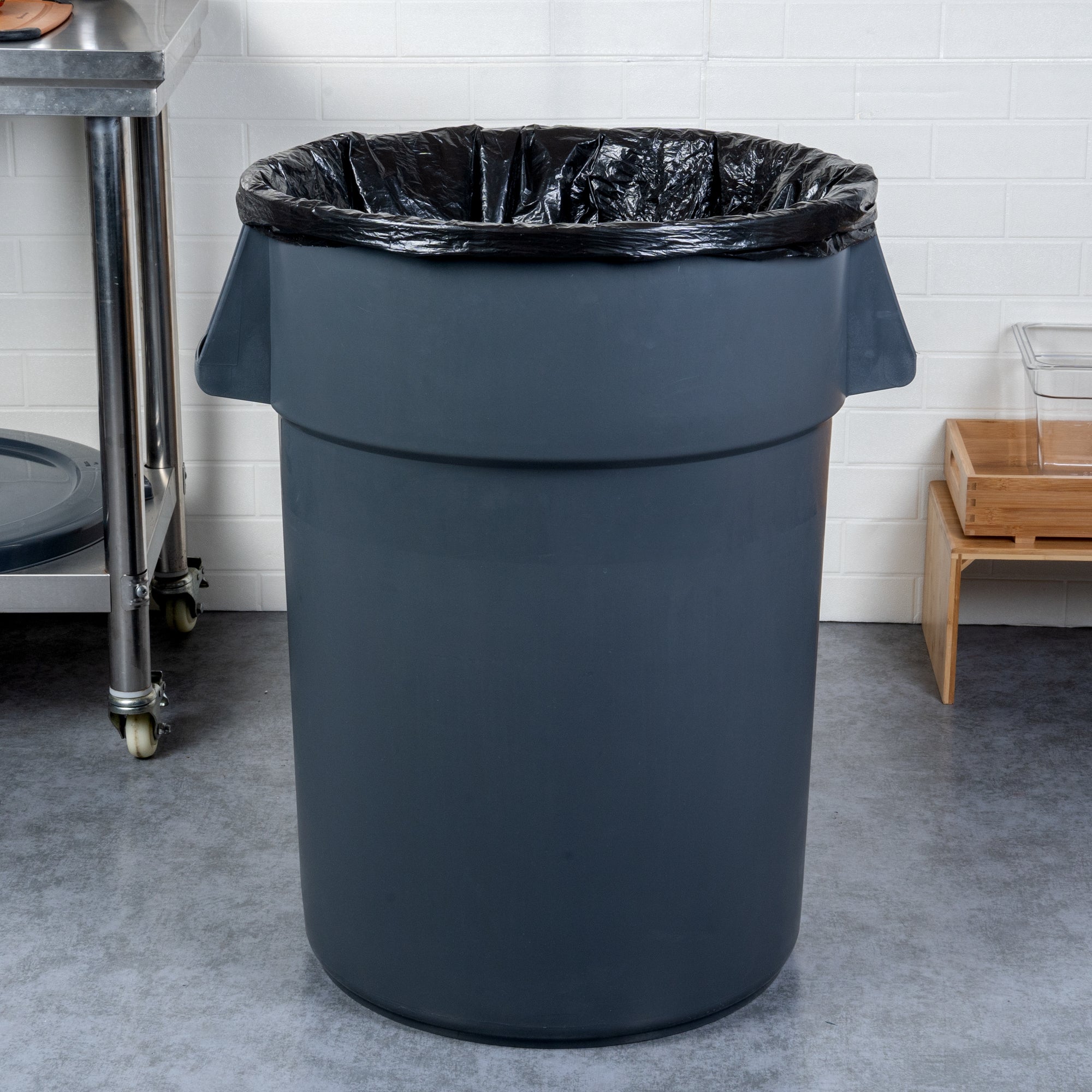 Tracy Garbage Container RW Clean 44 gal Gray Plastic Commercial Trash Can / Ingredient Bin - 27 ...