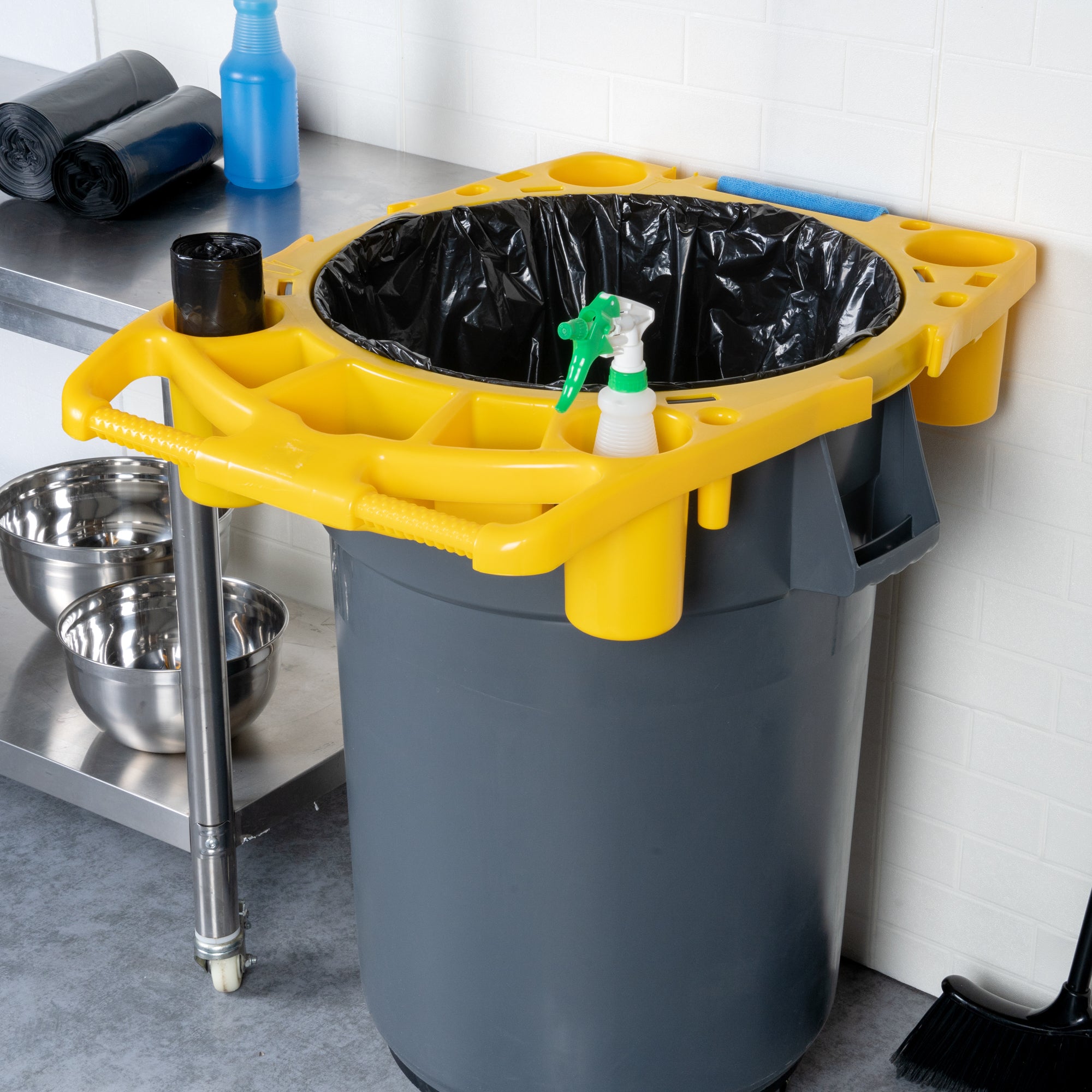 Tracy Garbage Container RW Clean Yellow Plastic Commercial Trash Can / Ingredient Bin Caddy ...