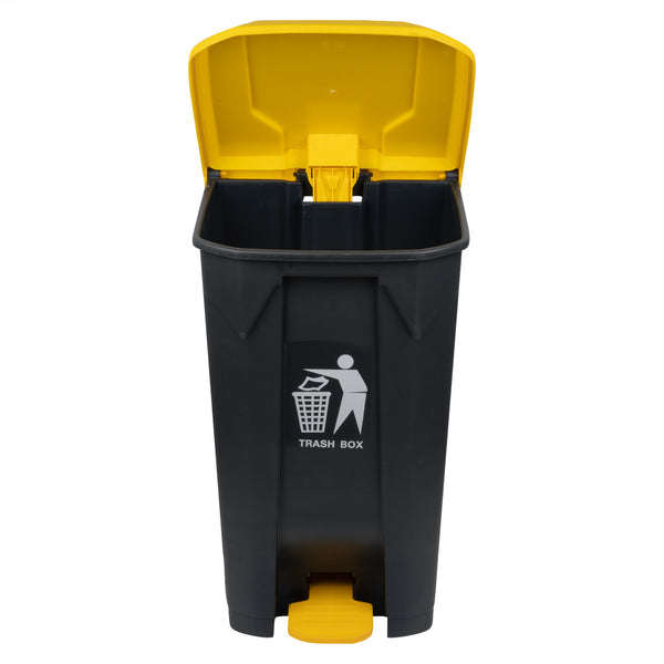 trash bin pedal RW Clean 26 gal Dark Gray Plastic Step-On Trash Can - 19 1/2" x 18 3/4" x 33"