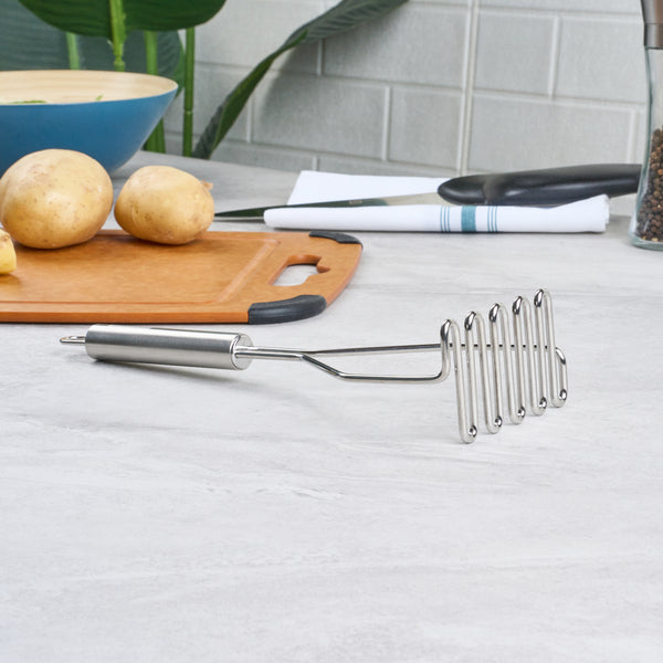 COKEENA Stainless Steel Potato Masher - 18/10 Integrated Design With Long Handle For Kitchen