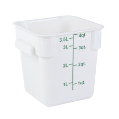 Met Lux 4 qt Square White Plastic Food Storage Container - with Green Volume Markers - 7