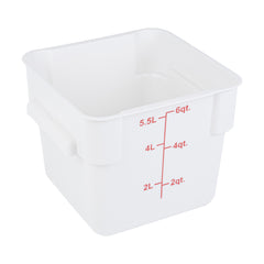 Met Lux 6 qt Square White Plastic Food Storage Container - with Red Volume Markers - 9