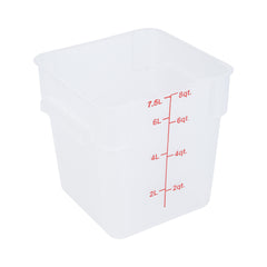 Met Lux 8 qt Square Translucent Plastic Food Storage Container - with Red Volume Markers - 8 3/4
