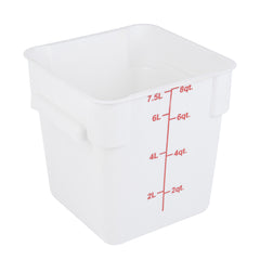 Met Lux 8 qt Square White Plastic Food Storage Container - with Red Volume Markers - 8 3/4