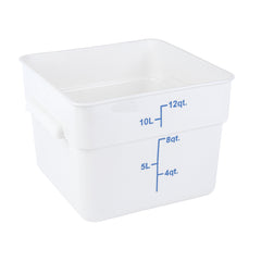 Met Lux 12 qt Square White Plastic Food Storage Container - with Blue Volume Markers - 11