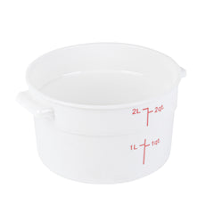 Met Lux 2 qt Round White Plastic Food Storage Container - with Red Volume Markers - 7 1/4