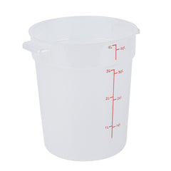 Met Lux 4 qt Round Translucent Plastic Food Storage Container - with Red Volume Markers - 7 1/4