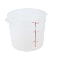 Met Lux 6 qt Round Translucent Plastic Food Storage Container - with Red Volume Markers - 8 3/4