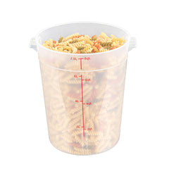 Met Lux 8 qt Round Translucent Plastic Food Storage Container - with Red Volume Markers - 8 3/4