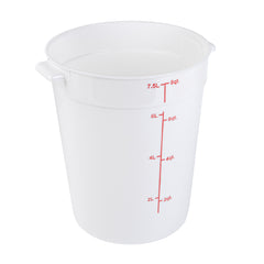 Met Lux 8 qt Round White Plastic Food Storage Container - with Red Volume Markers - 8 3/4