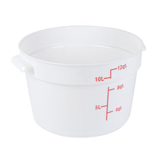 Met Lux 12 qt Round White Plastic Food Storage Container - with Red Volume Markers - 12 1/4