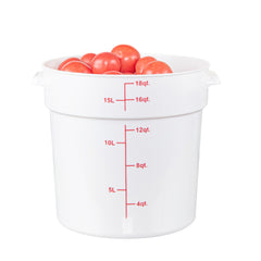 Met Lux 18 qt Round White Plastic Food Storage Container - with Red Volume Markers - 12 1/4