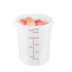 Met Lux 22 qt Round White Plastic Food Storage Container - with Red Volume Markers - 12 1/4