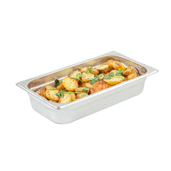 Kitchen Tek Stainless Steel 1/3 Size Steam Table Pan - 2 1/2 Inch Deep, Anti Jam, 24 Gauge - 48 count box