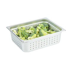 Kitchen Tek Stainless Steel 1/2 Size Steam Table Pan - 4 Inch Deep, Perforated, Anti Jam, 24 Gauge - 24 count box