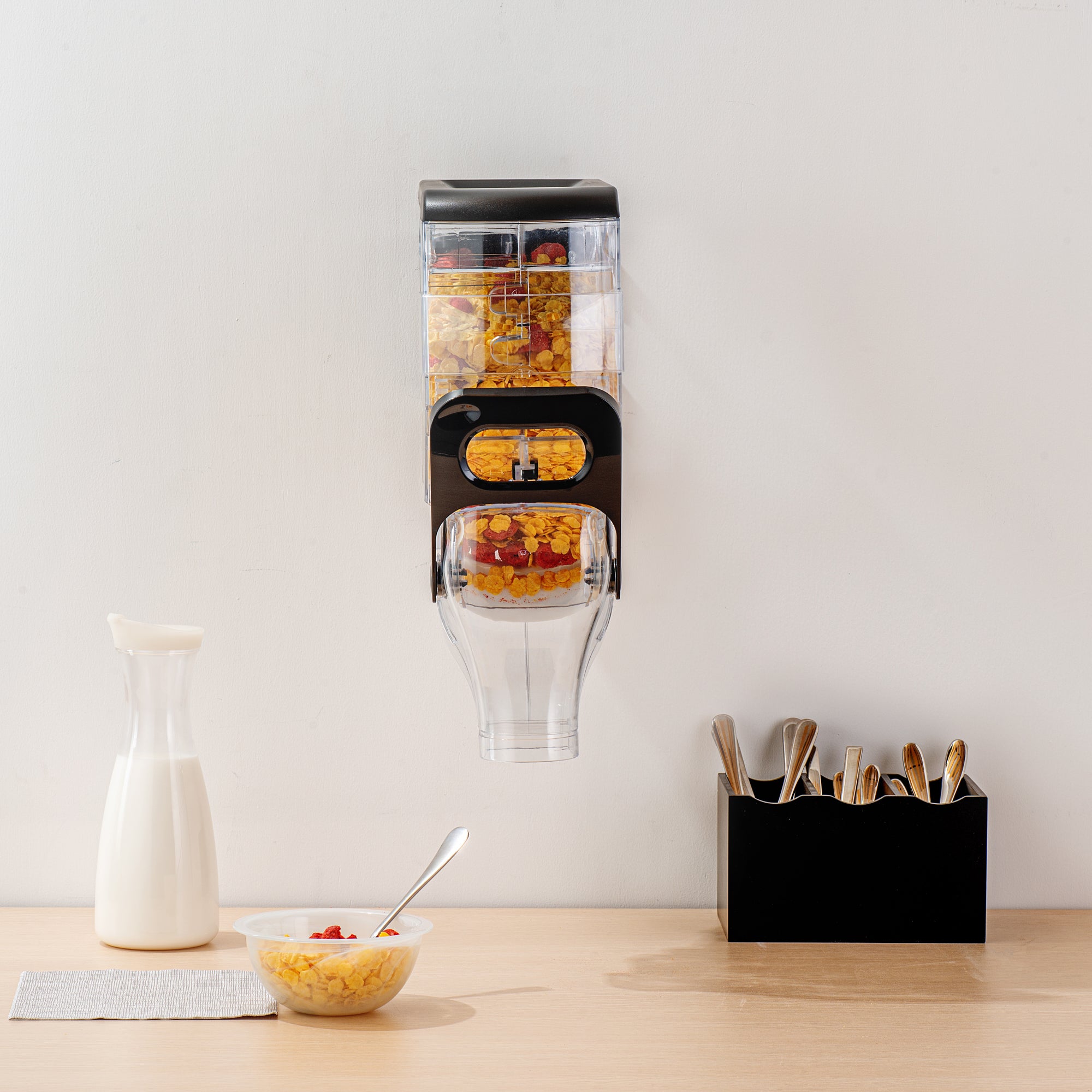 Met Lux 2 Gal Black Plastic Wall Mount Cereal Dispenser - 17 1/4