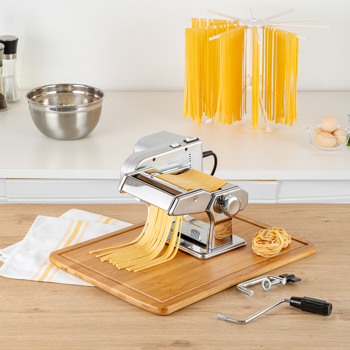 Met Lux Stainless Steel Electric Hybrid Pasta Machine - with 2-Speed Motor, 110V - 1 count box
