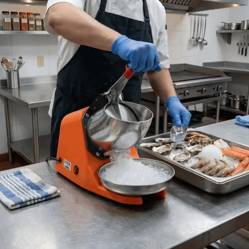 Hi Tek Orange Countertop Ice Crusher - 110V, 350W - 1 count box