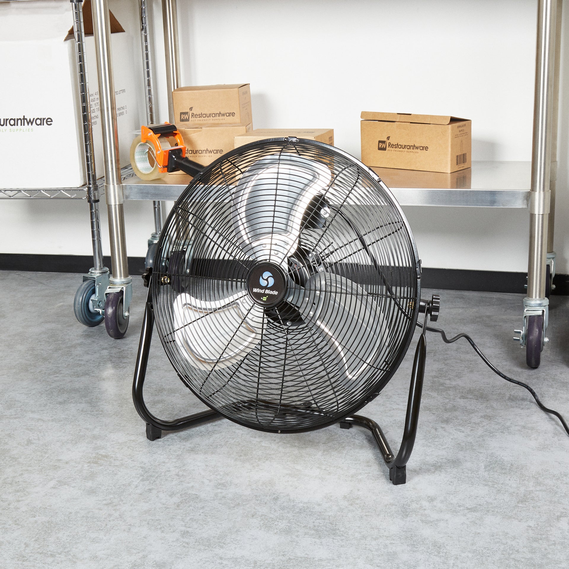 Wind Blade 3-Speed Industrial Floor Fan - Tilt Head, 1/6 HP, 4,750 CFM - 20" - 1 count box