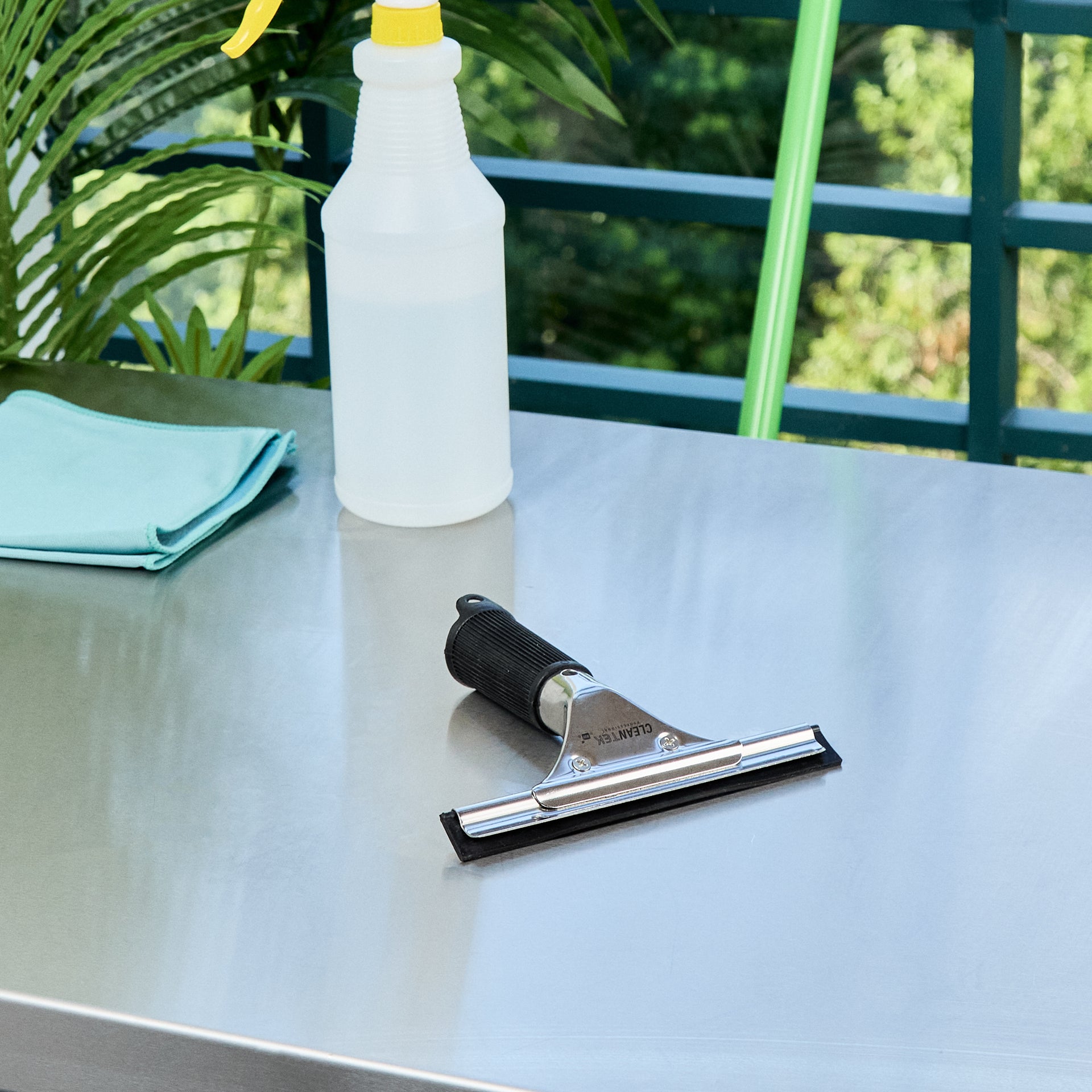 Clean Tek Professional Stainless Steel Window Squeegee - with Black Rubber Grip - 6" - 1 count box