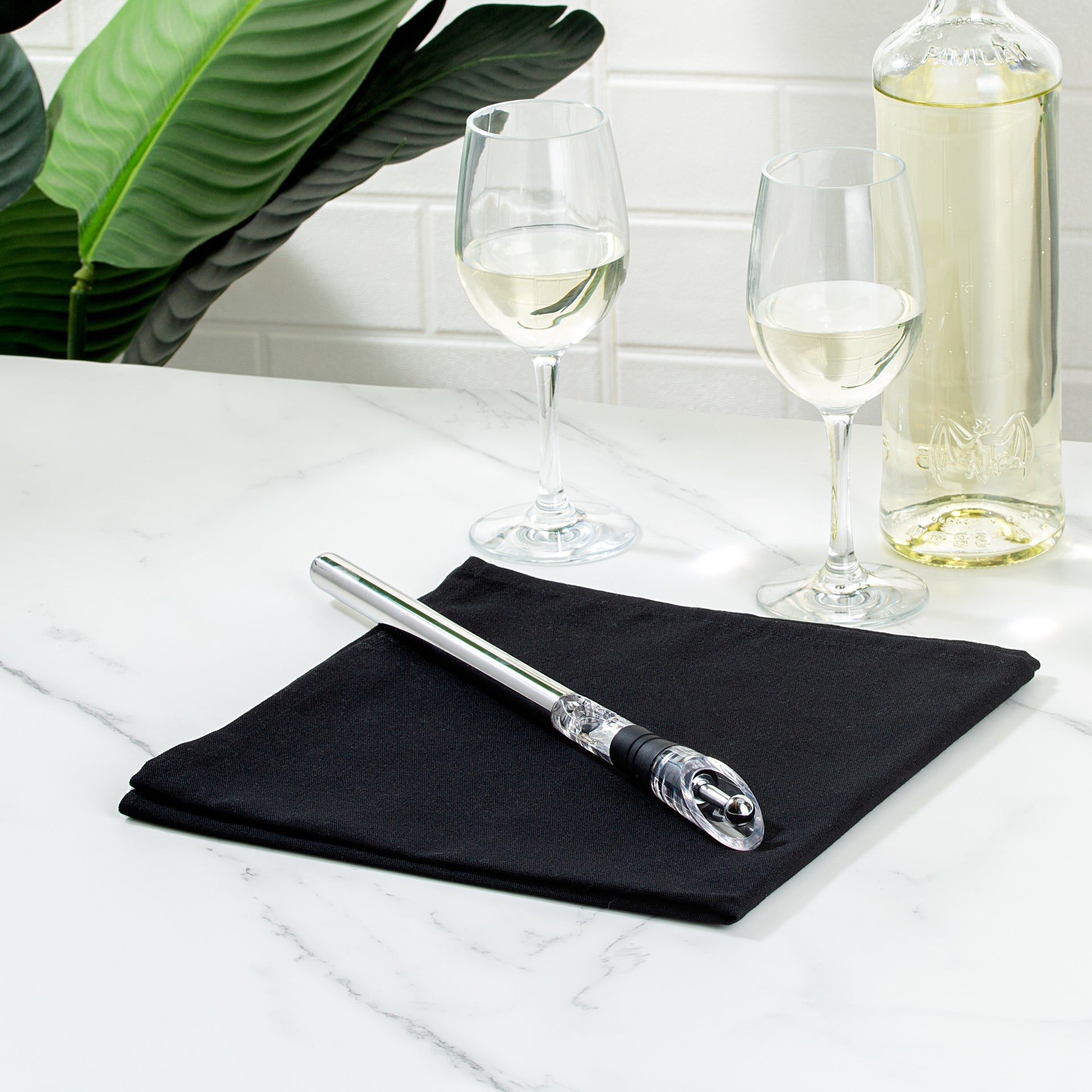 Bar Lux Stainless Steel Wine Chiller Stick / Pourer - with Aerator and Stopper - 12 3/4" - 1 count box