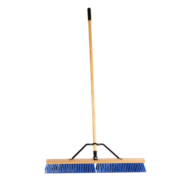 Clean Tek Professional 30 Inch Contractor / Push Broom - With Heavy Flagged Bristles, 60 Inch Wood Handle