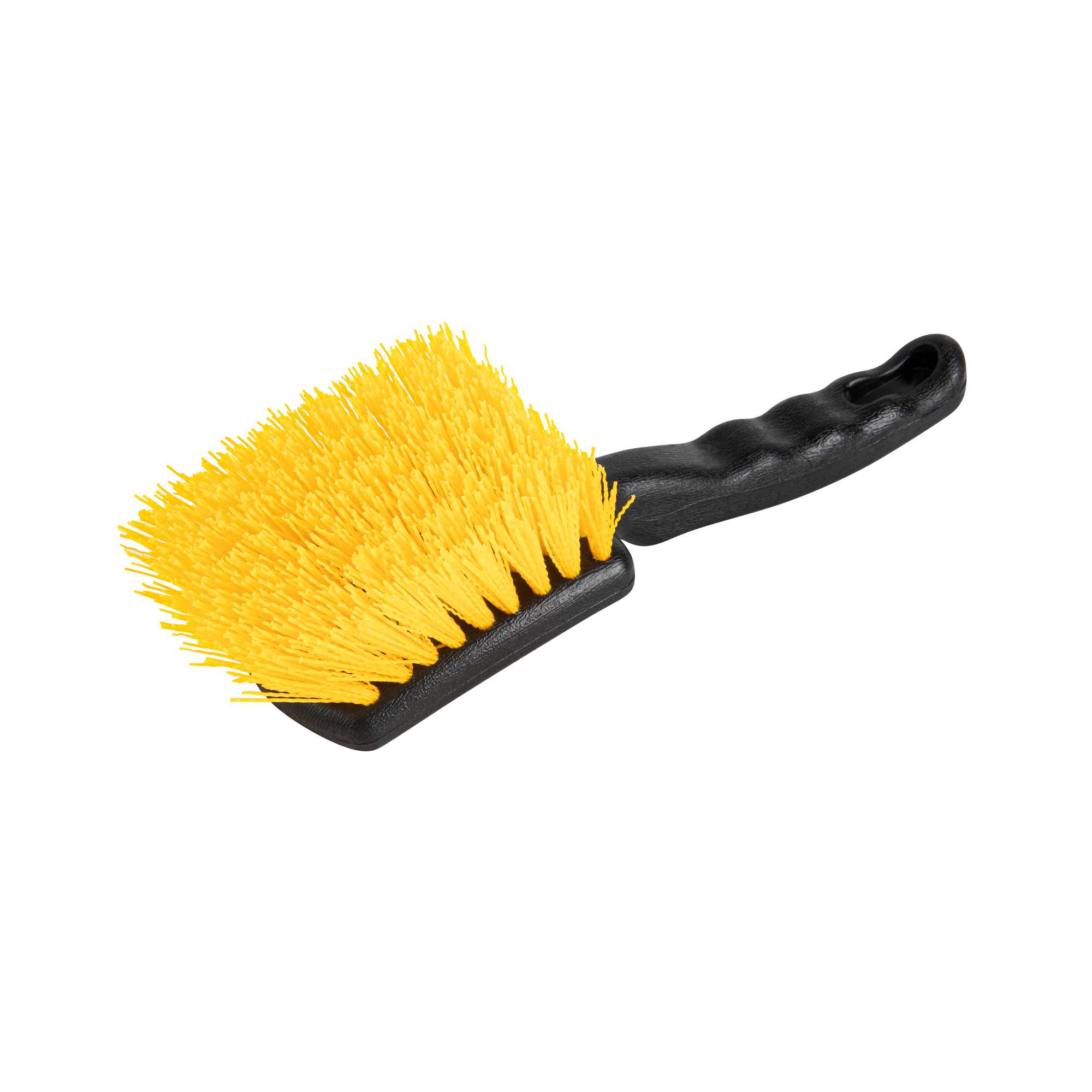 Clean Tek Professional 10 1/4" Black Plastic Utility Scrub Brush - with Yellow Bristles - 60 count box