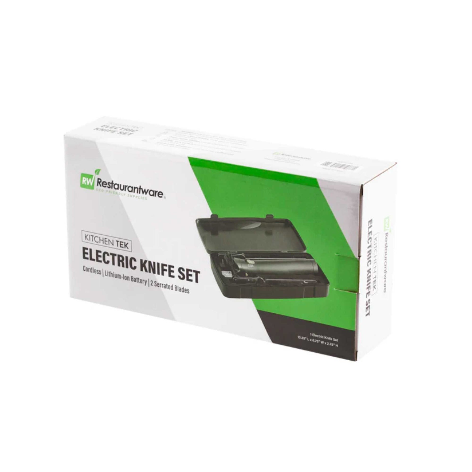 Kitchen Tek Cordless Electric Knife Set - with Storage Case, Lithium Ion Battery, 100-240V - 1 count box