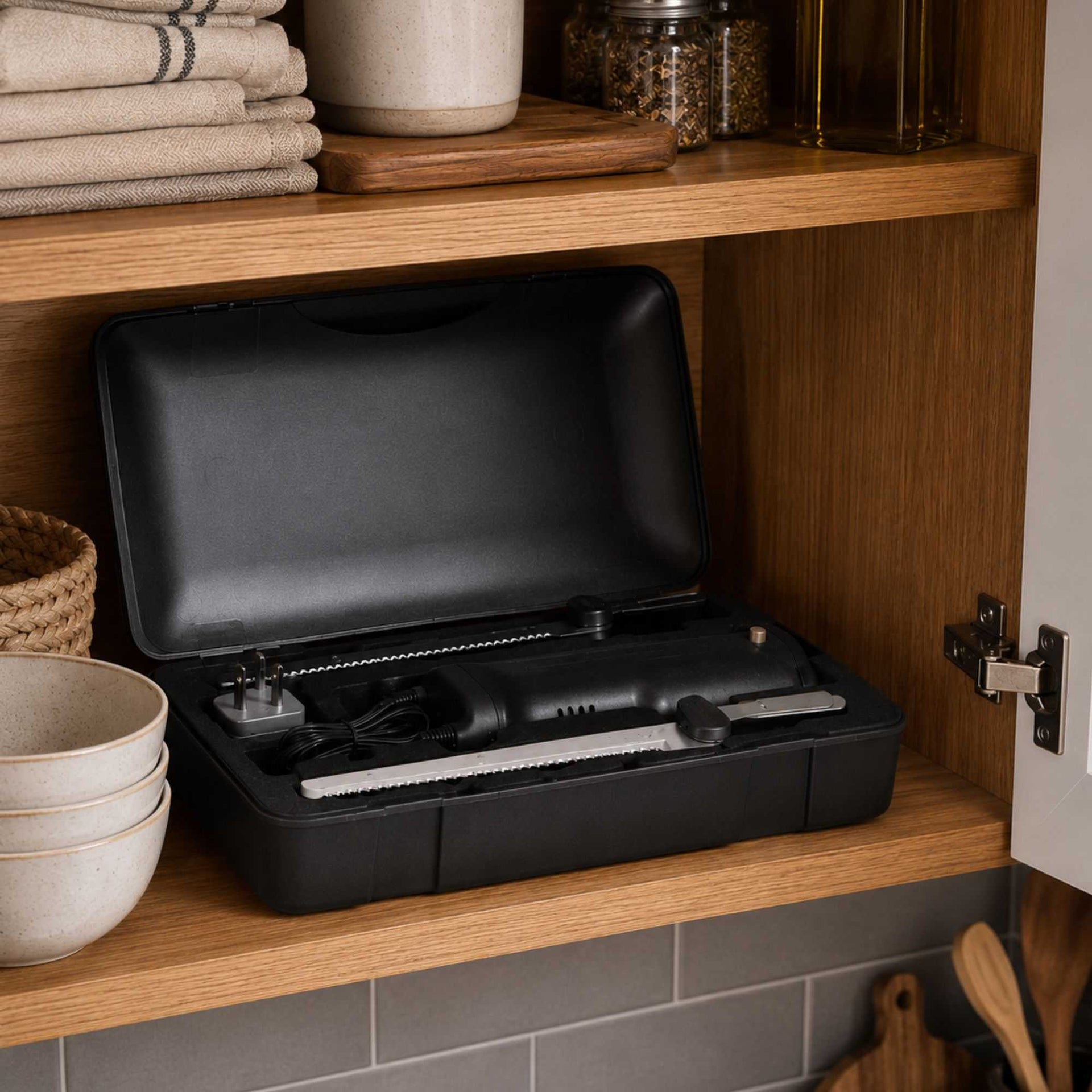 Kitchen Tek Cordless Electric Knife Set - with Storage Case, Lithium Ion Battery, 100-240V - 1 count box