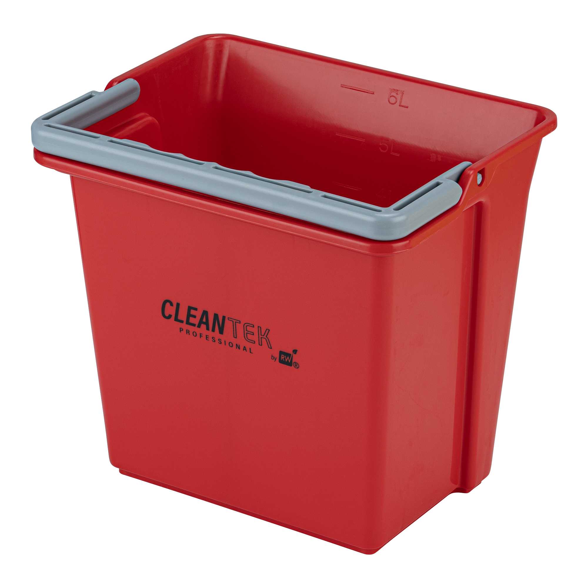 Clean Tek Professional 6 Qt Red Cleaning Bucket - 9 1/4" x 7" x 8 3/4" - 20 count box