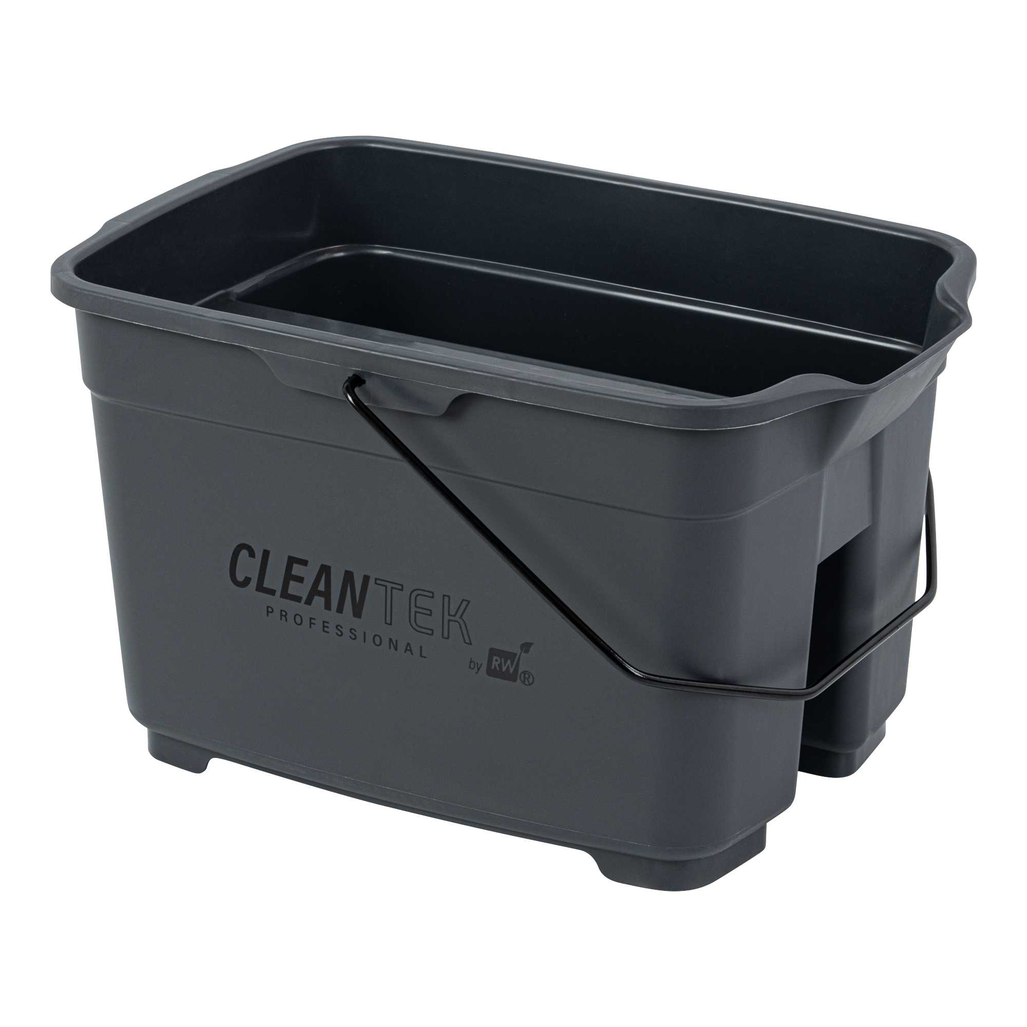 Clean Tek Professional 19 Qt Gray Divided Bucket / Caddy - 18" x 13" x 11" - 5 count box