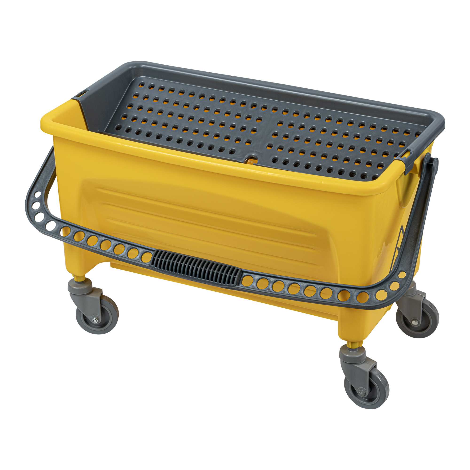 Clean Tek Professional 44 Qt Yellow No-Touch Microfiber Mop Bucket - with Twist Valve - 26 3/4" x 14 1/4" x 15 3/4" - 2 count box