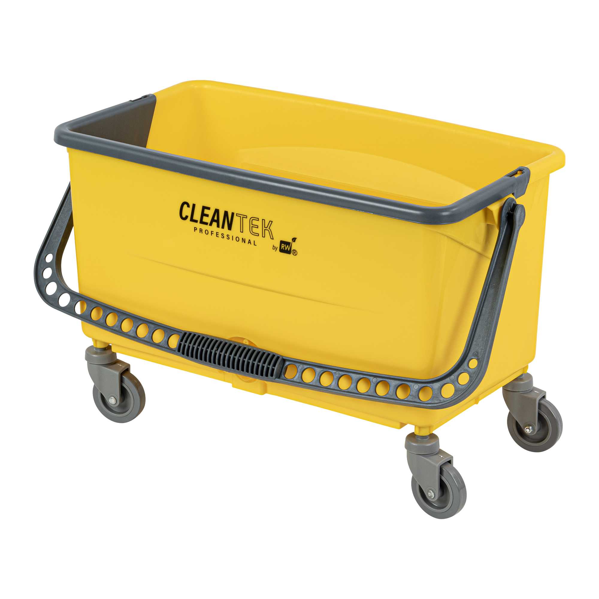 Clean Tek Professional 44 Qt Yellow No-Touch Microfiber Mop Bucket - with Twist Valve - 26 3/4" x 14 1/4" x 15 3/4" - 2 count box
