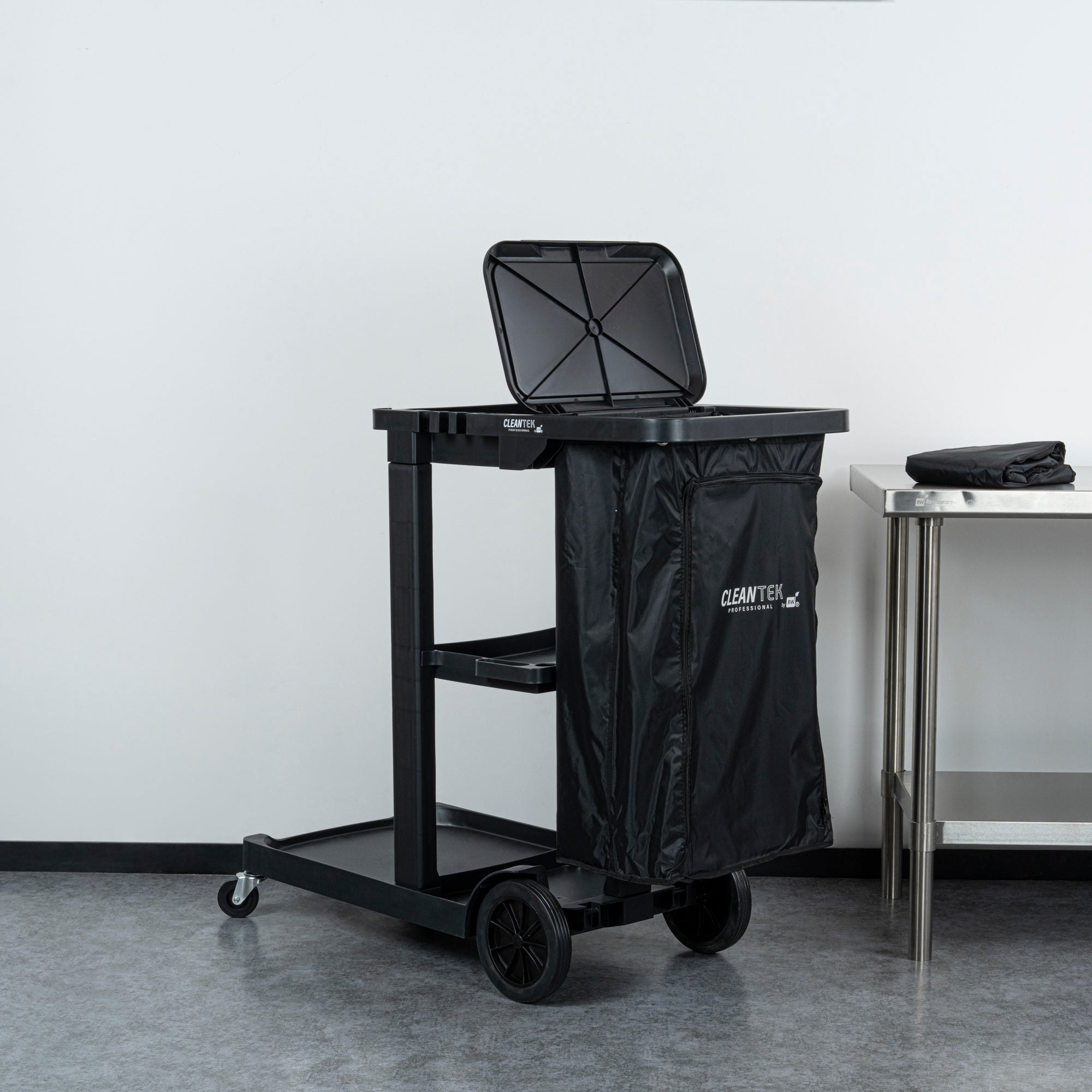 Janitro Box Clean Tek Professional 18 gal Black Plastic Bag - for 3-Shelf Janitor ...